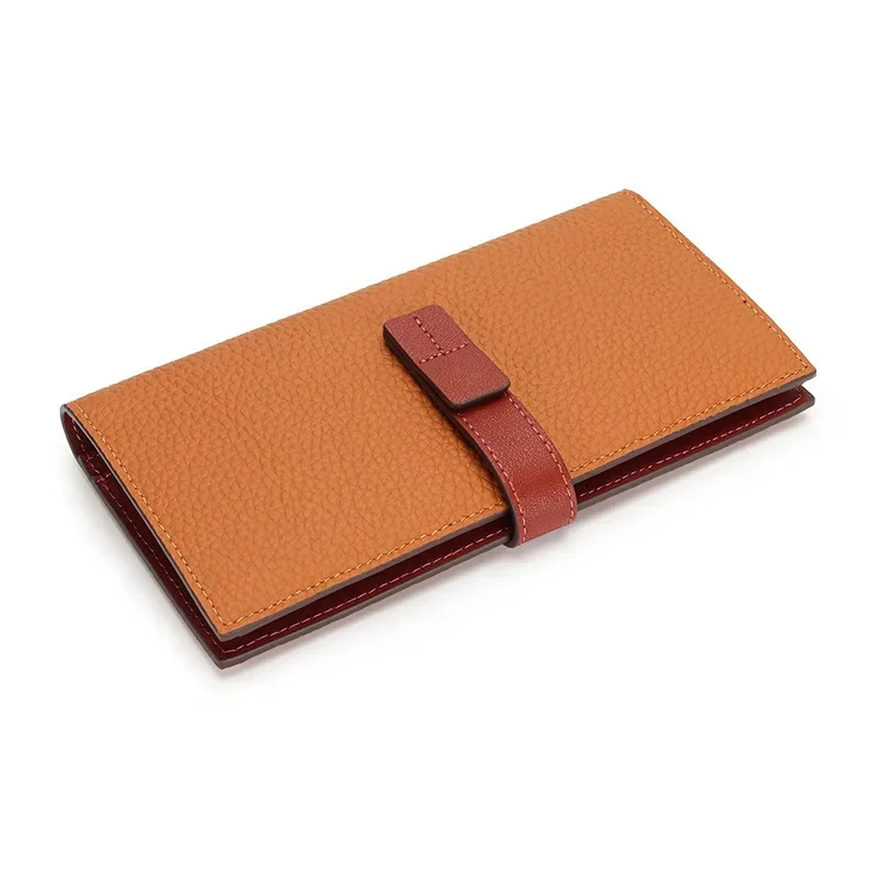 thumbnail image 1 of Cartera larga de piel auténtica para mujer, con broche, de gran capacidad, de diseñador de lujo, de vaca, 1 of 4