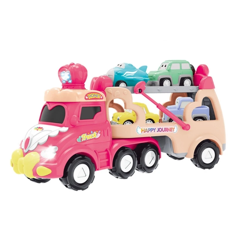 

Light up Toy Car with Sound and Lights Removable Vehicle Foldable Loading Board