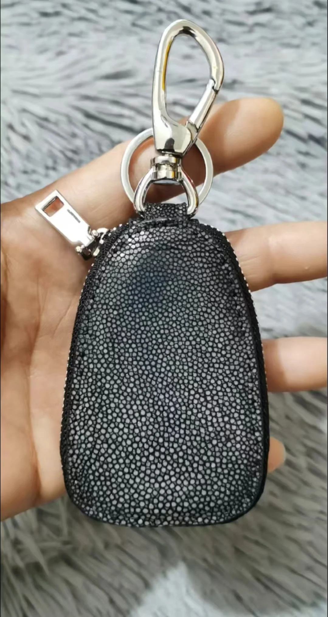 2025 New Luxury Pearl Fish Leather Men's Car Key Bag Fashion Genuine ...