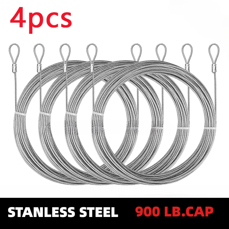 Stainless Steel Wire Rope 4PCS 2M 304 Diameter 2mm Canopy Rope Fishing Lifting Cable Clothesline Shade Sail Awning Rustproof Kit