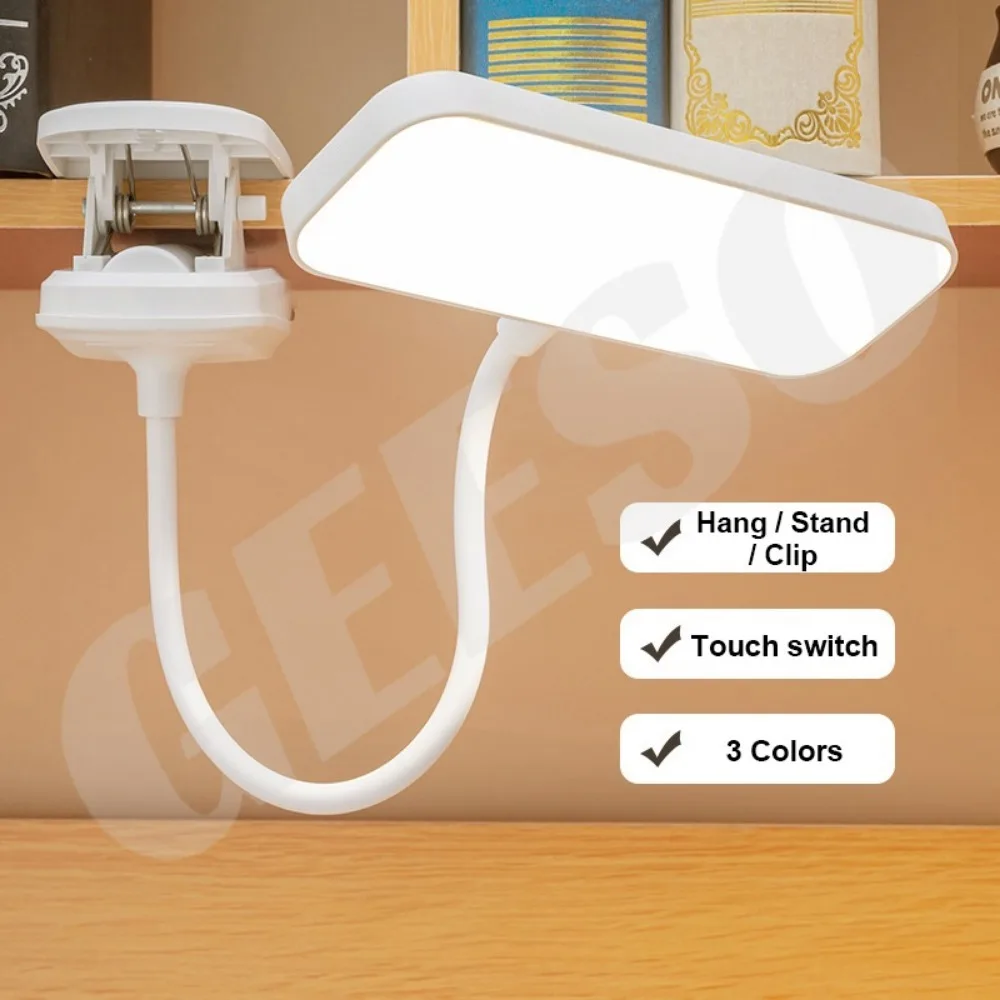 Clip Wireless Table Lamp Eye-Caring 3 Brightness Adjustable Touch Switch Rechargeable & USB Plug LED Reading Desk Lamp Table Lig 5