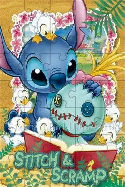 Disney Lilo & Stitch Mini Wooden Jigsaw Puzzles 35 Pieces for Children Intelligence Education
