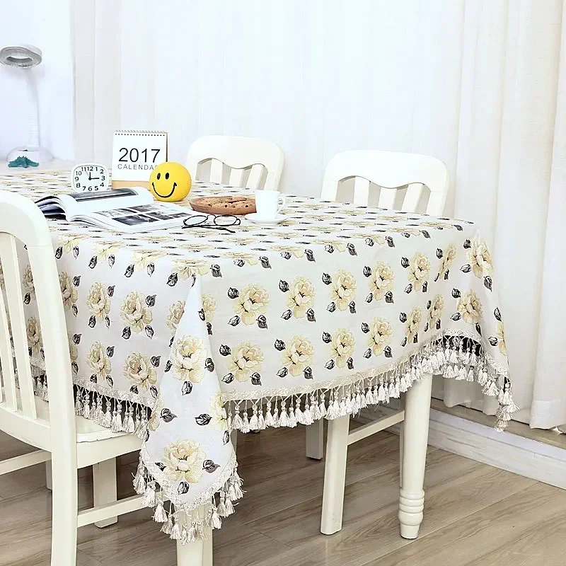 

New simple striped linen tablecloth small fresh round table cotton linen bedroom tea table cloth tablecloth green