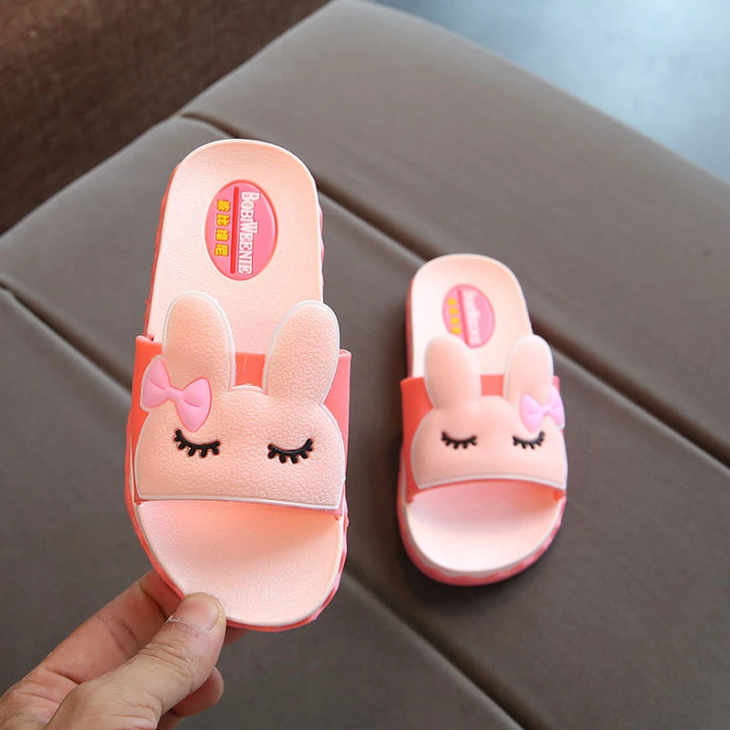 2023 new kitten peep toe slippers anti-skid Flip-flops children's home slippers children's girls summer cute beach slippers