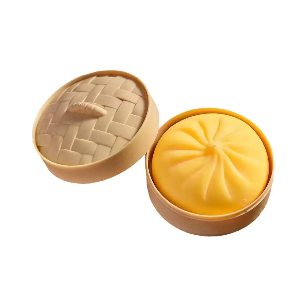 Dumpling Stress Relief Elastic Dough Ball with Mini Steamer Basket