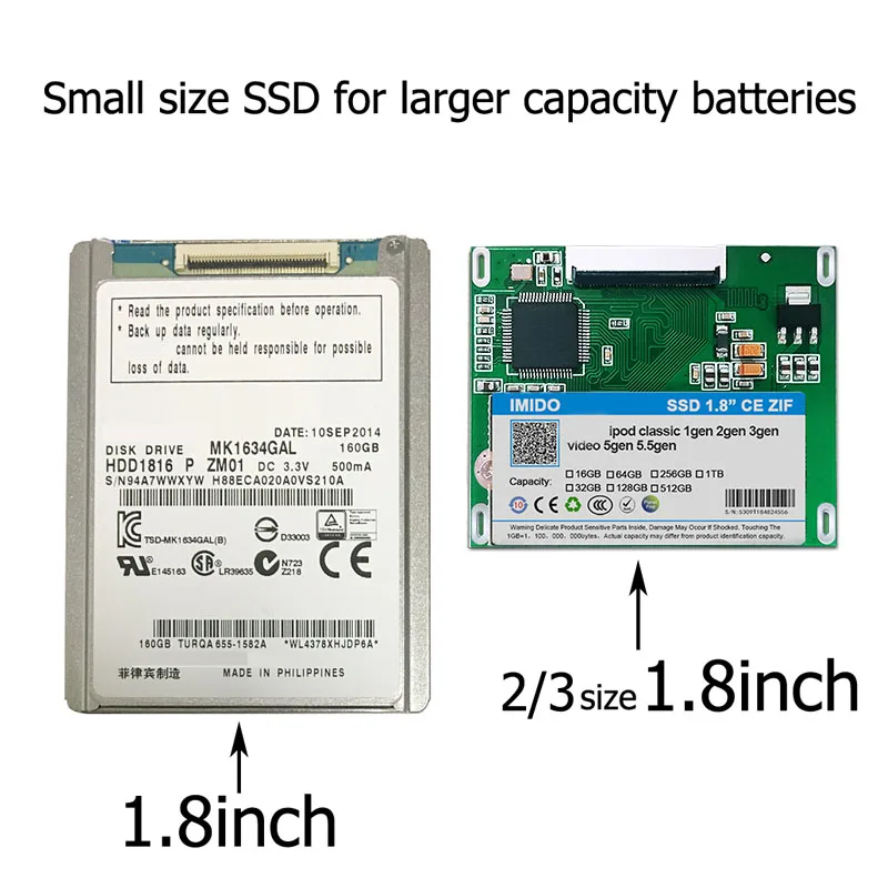 Apple iPod Classic 6世帯　128GB SSD Amazon.com: SELLTOONE 128GB SSD for iPod Classic 6th 7th