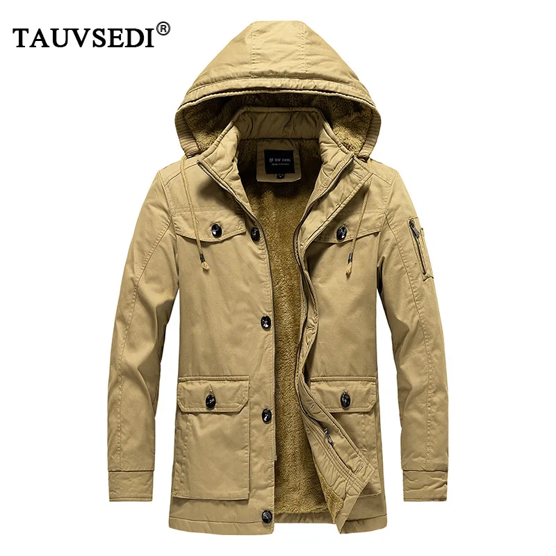 

Winter Men Fleece Windproof Hooded Casual Cotton Jackets Coat Man Thicken Detachable Hat Formal Parkas Male Overcoat Windbreaker