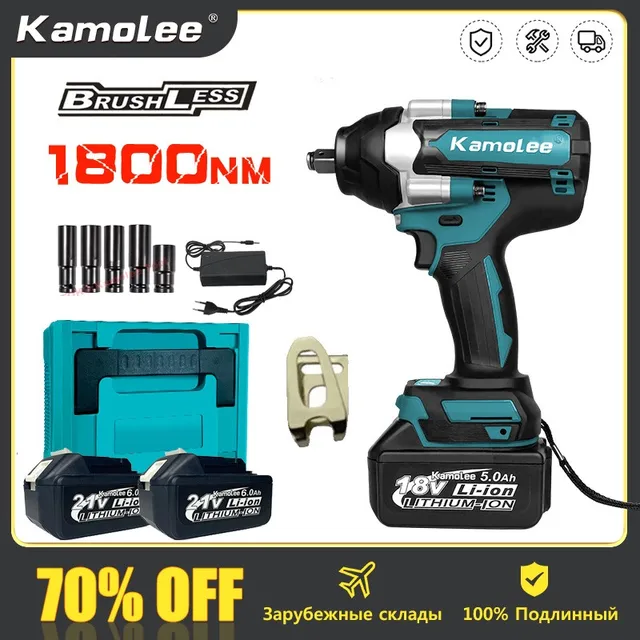 Kamolee – clé à chocs électrique DTW700, 1800 N.m, couple élevé de 1/2 pouces, Compatible avec batterie 18v/21V, prix inférieur 1