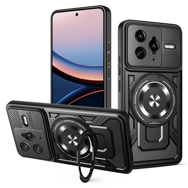 Armor Shockproof MagSafe Wireless Charging Case with Magnetic Ring Stand Holder
