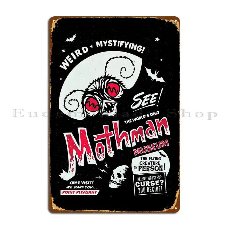 Mothman 박물관 포스터 스룩쇼 디자인 금속 플라크 차고 파티 플레이트, 홈..