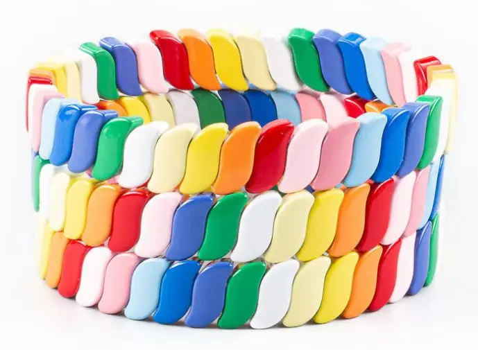 

Fashion Set Bracelete The Geometric Rainbow Bracelet Women Enamel Tile Bracelet Colorful Boho Summer Beach Fashion Jewelry Gift