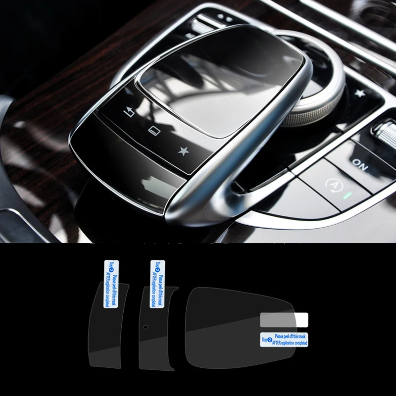 

For Mercedes Benz C E S GLC GLE Class 3pcs PVC Center Console Mouse Touch Protective Film Scratch Resistant Sticker