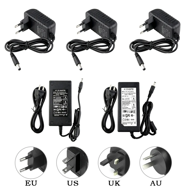 Power Adapter for Led Strip DC 12V 5A Voltage Transfomer with EU US UK AU  Plug Power Supply Led Driver and 1 to 4 DC Power CCTV - AliExpress