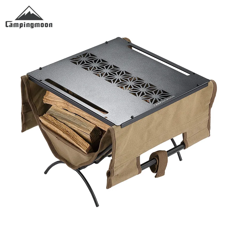 T-285A CAMPINGMOON Folding Firewood Rack Camping Heat-Resistant Storage Table Foldable Portable Desktop Firewood Storage Rack