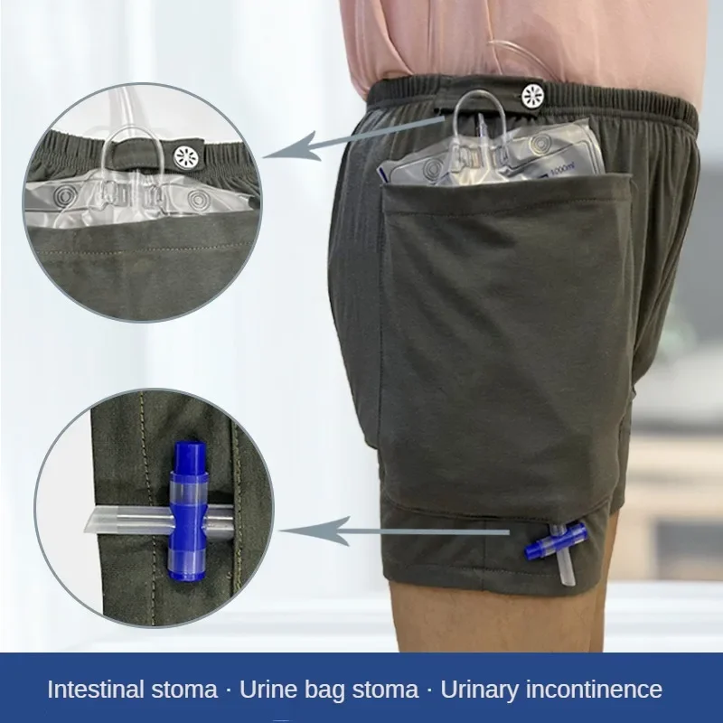 Stoma Ostomy Pants for Bladder, Bowel, Kidney Surgery Urine Drainage Bag Holder Shorts, Home Outdoor Ostomy Underwear Men/Women