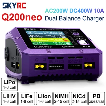 NOSTOCKSkyRC Q200neo Lipo 배터리 밸런스 충전기 방전기, AC200W DC400W 10A, 1-6S LiPo 리튬 이온 수명 LiHV 2-15s NiCd NiMH PB