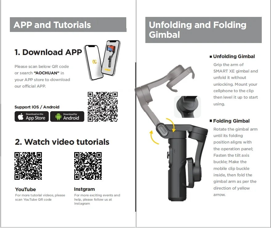 Description Picture 3 of itemAOCHUAN Smart XE 3-Axis Handheld Gimbal Stabilizer RGB Fill Light Face Tracking Phone Live Broadcast Tiktok Vlog Selfie Stick