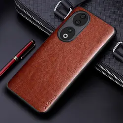 Elegant PU Leather Phone Case - Premium Solid Color, Dual-Layer Protection for Honor 90 Lite (Brown)