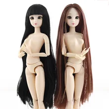 

30CM BJD Doll 20Movable Joints Cute Beautiful Medium Long Wig Universal Muscle Nude Doll 3D Eyes Realistic Dress Up Girl DIY Toy