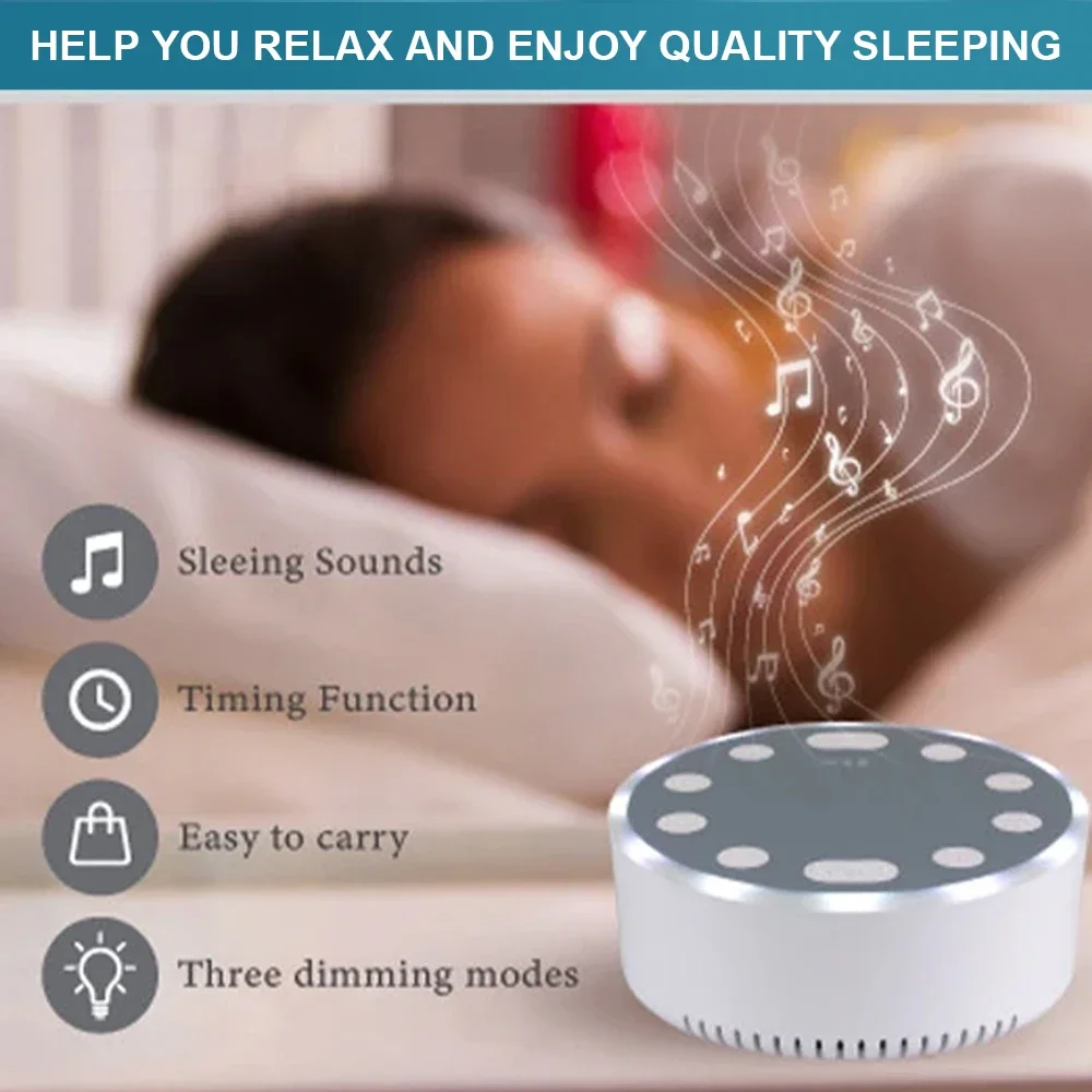 White Noise Machine Portable Baby Sleep Machine Soothing Sounds Sleep Therapy Sound Monitor Generator For Babies Adult Relax white noise machine,sleep aid device