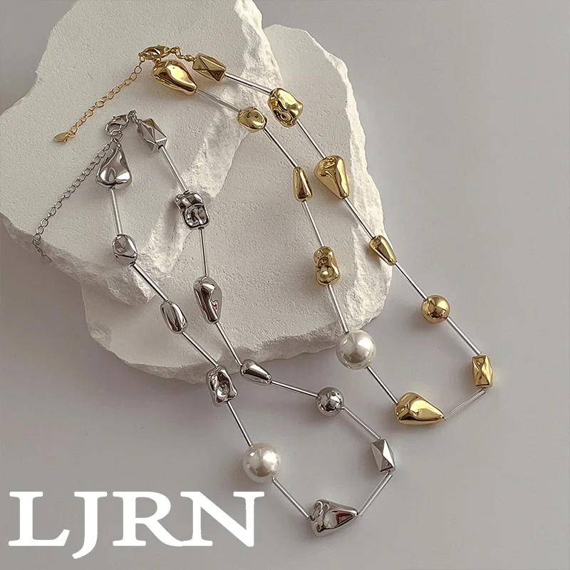 2pcs Retro Multi-Layer Pearl Cross Pendant Necklace, Gold Color For