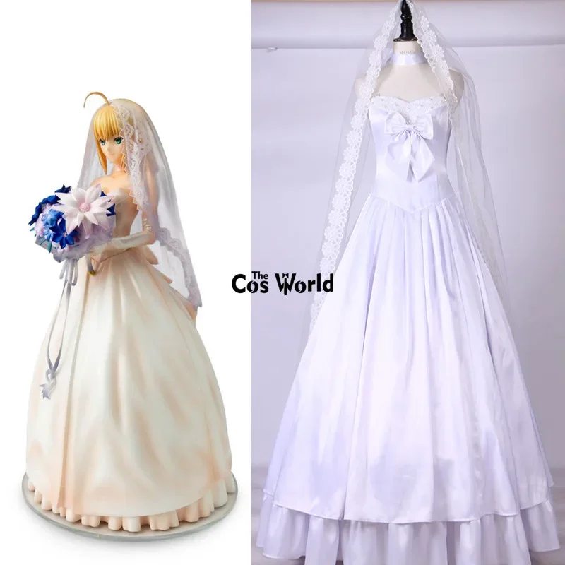 Fate Zero Saber Arturia Pendragon 10Th Anniversary Wedding Dress Outfit Games Anime Cosplay Costumes