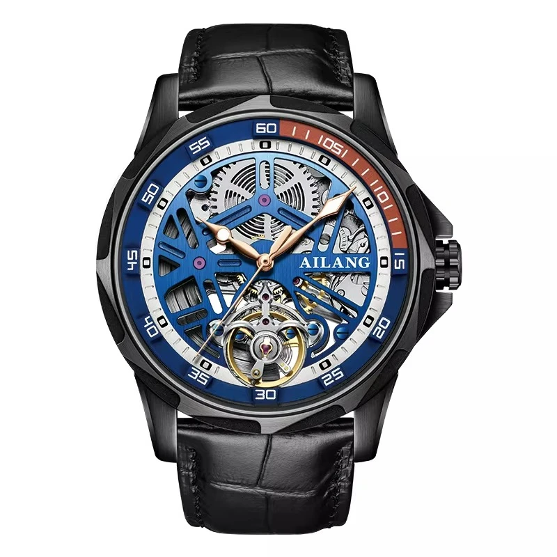 AILANG Luxus Herren Automatik-Mechanische Uhr Skelett Tourbillon Armbanduhr Wasserdicht Sport Mode Casual Zeitmesser für Männer – Detail 2