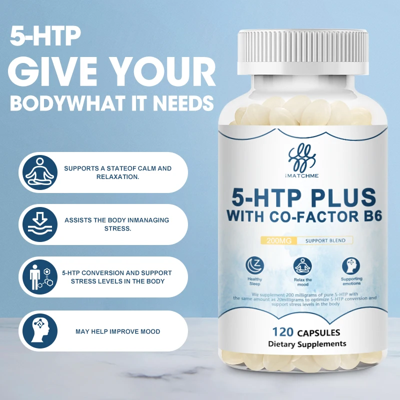 

5-HTP & Vitamin B6 Sleeping Capsules Supports Calm and Relaxed Mood Fast Sleep Save insomnia –Vegan Capsules