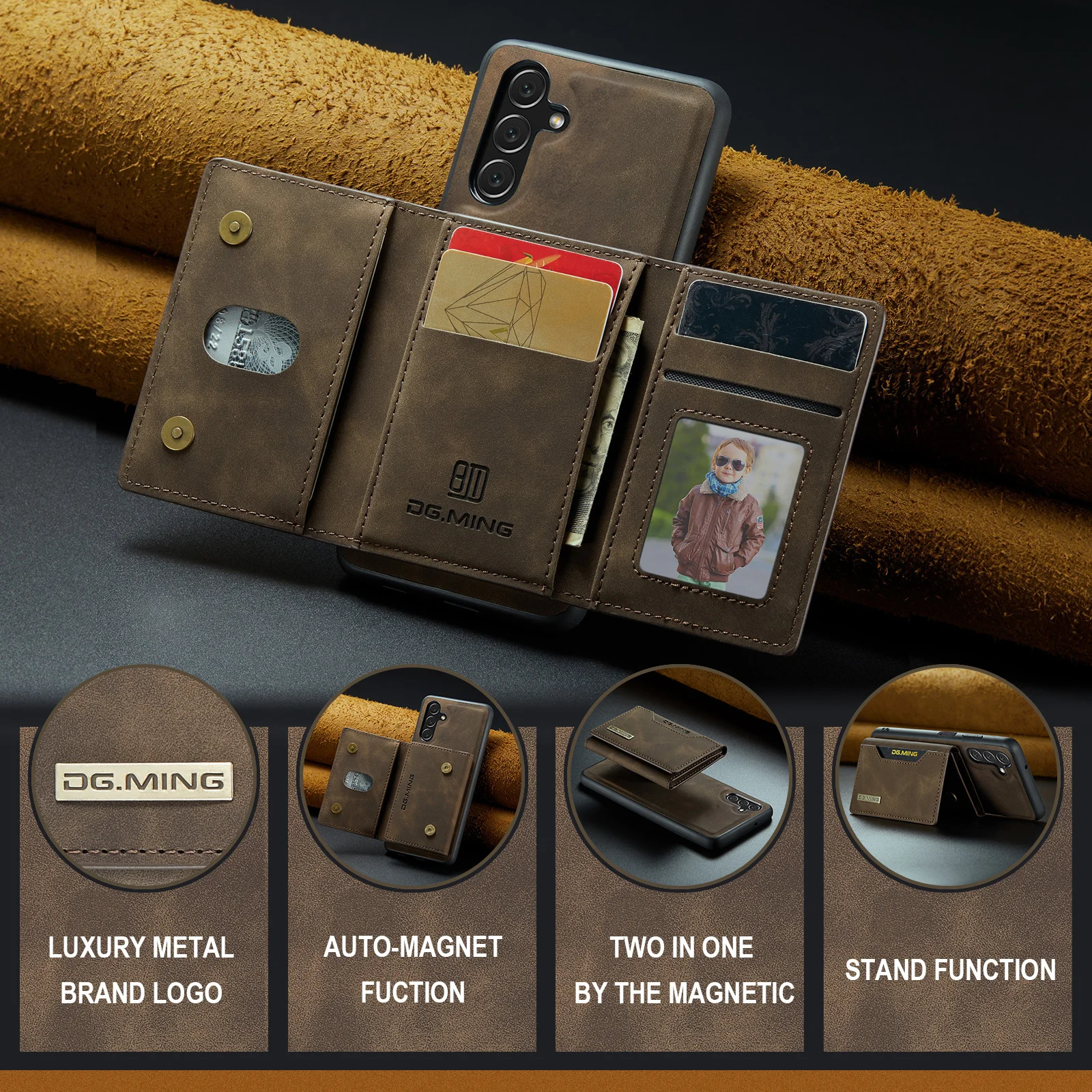 Premium 2-in-1 Detachable Leather Wallet Case with Card Holder