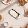 Metal Tray Stainless Steel Plate Oval Cake Fruit Dessert Tray Western-Steak Dish Rectangular Snack Plate Jewelry Storage Tray 4
