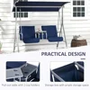 2 Person Porch Swing with Stand, Outdoor Swing with Canopy, Pivot Storage Table, 2 Cup Holders, Cushions for Patio, Backyard 5