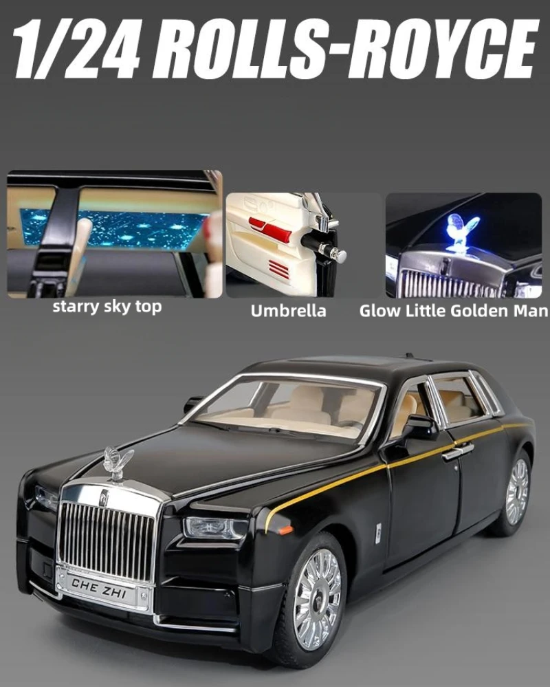 Rolls Royce Phantom Car Model 1:24 4 Doors Opened Alloy Toy Car Model Metal Die-cast Toys Boy Gifts
