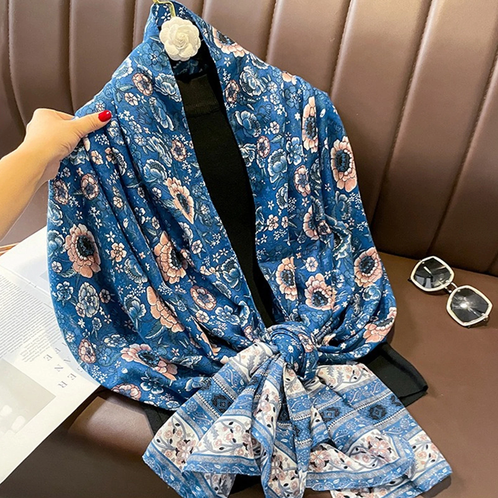 

Модное теплое всесезонное ветрозащитное пляжное полотенце Bandanna, женский головной платок в этническом стиле 180*85 см,