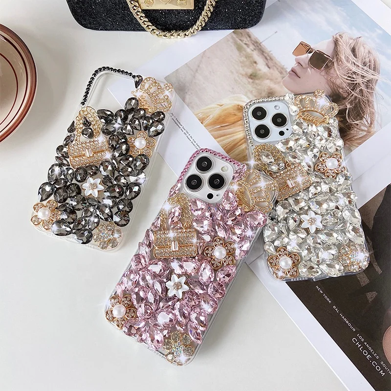 

Diamond Rhinestone Phone Cases for Women, Luxury Cellphone Cover, for Samsung Galaxy S24 S10 S20 Plus S21 S22 23Ultra Note20 10