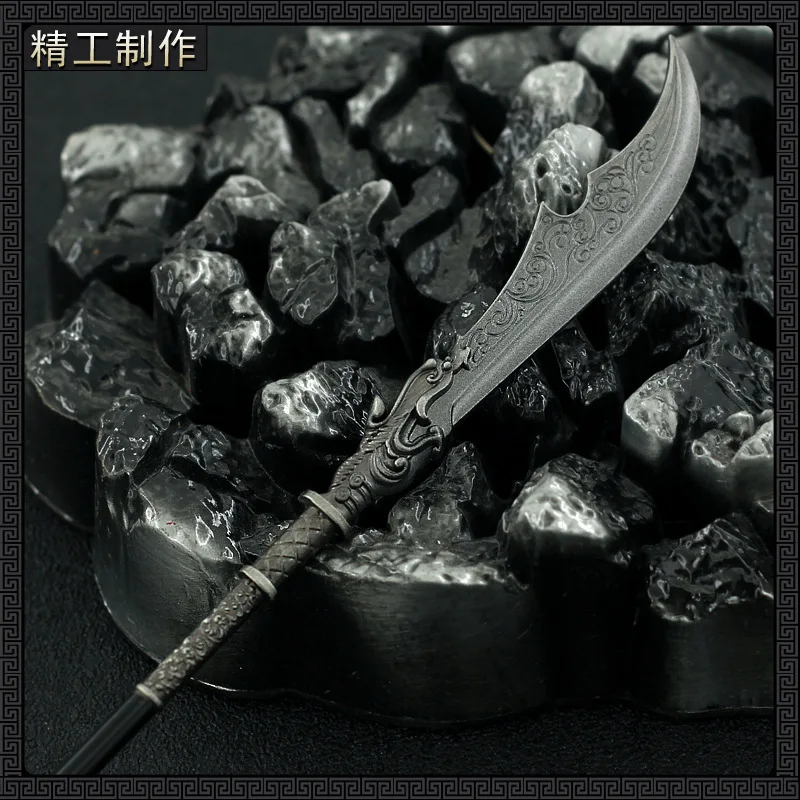 22cm Metal Kwan Guan Dao Bill Ancient Chinese Cold Weapon Toys for Kids Man Anime Game Peripheral Equipment Decoration Ornament