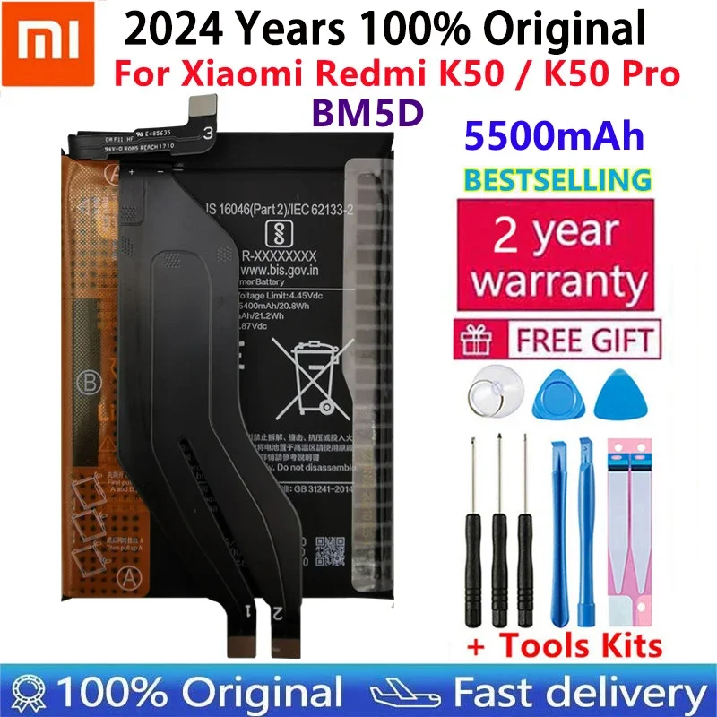 

100% оригинальный новый высококачественный аккумулятор Xiao Mi 5500 мАч BM5D для Xiaomi Redmi K50 K50 Pro K50Pro, батареи, аккумулятор, быстрая доставка