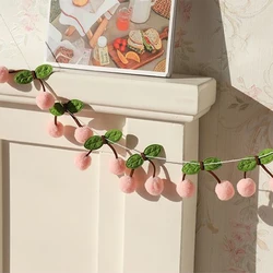 Festive Cherry Garland - Cheerful Pom - Pom Banner for Birthdays, Weddings, and Holiday Décor (Pink)