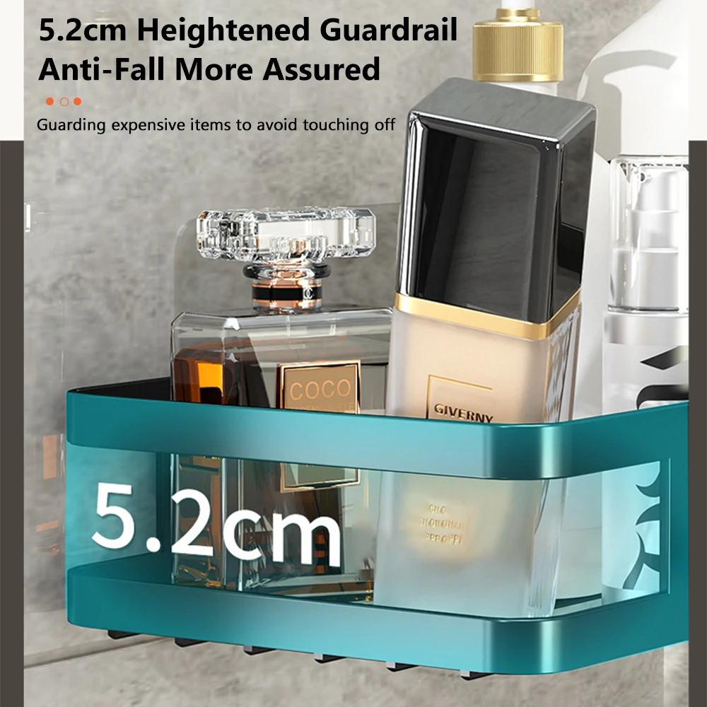 Wall mounted Bathroom Corner Shelf Without Drilling Stainless Steel  Metal Shower Shelves With Hook Bathroom Accessories 2