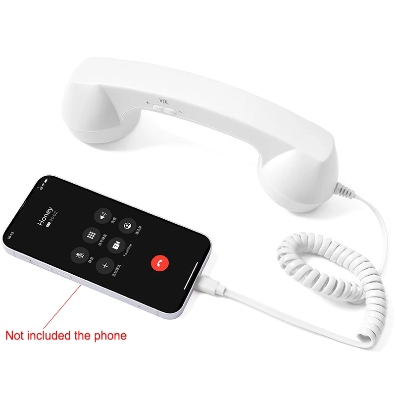 Retro Mobile Phone Handset Headphone Type-C Tangle Free Wire Landline Handle Receiver Telephone Style Handheld Phone Receiver