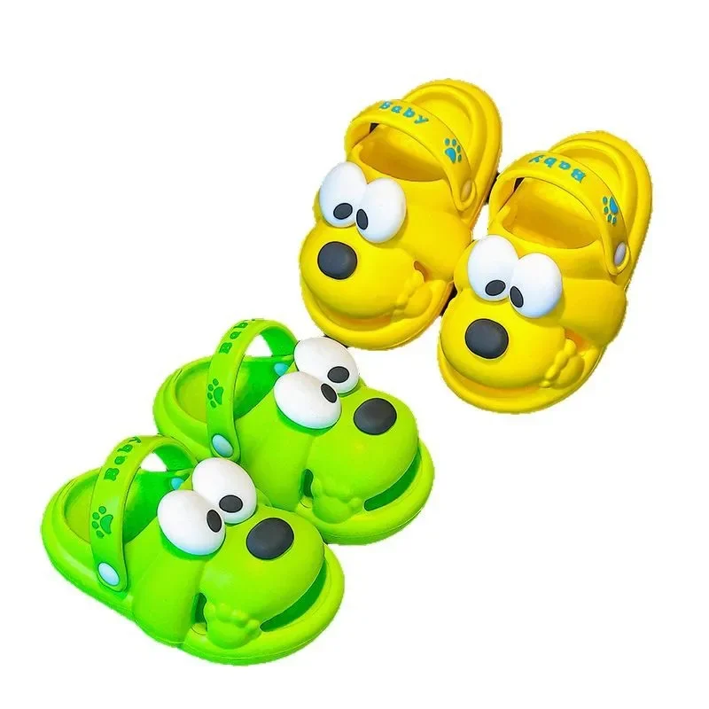 2025 Boys Girls Yellow Dog EVA Clog Shoes Soft Bottom Indoor Outdoor Anti-Slip Two-Way Wear Cute Sandals Adorable