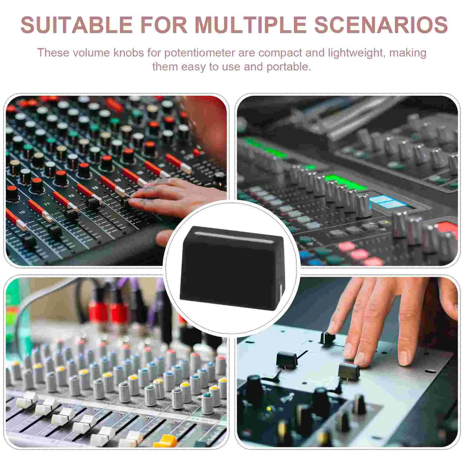 5 Pcs Mixer Slider Knobs Fader Replacement Accessories Flat Console Cap Rubber Mat