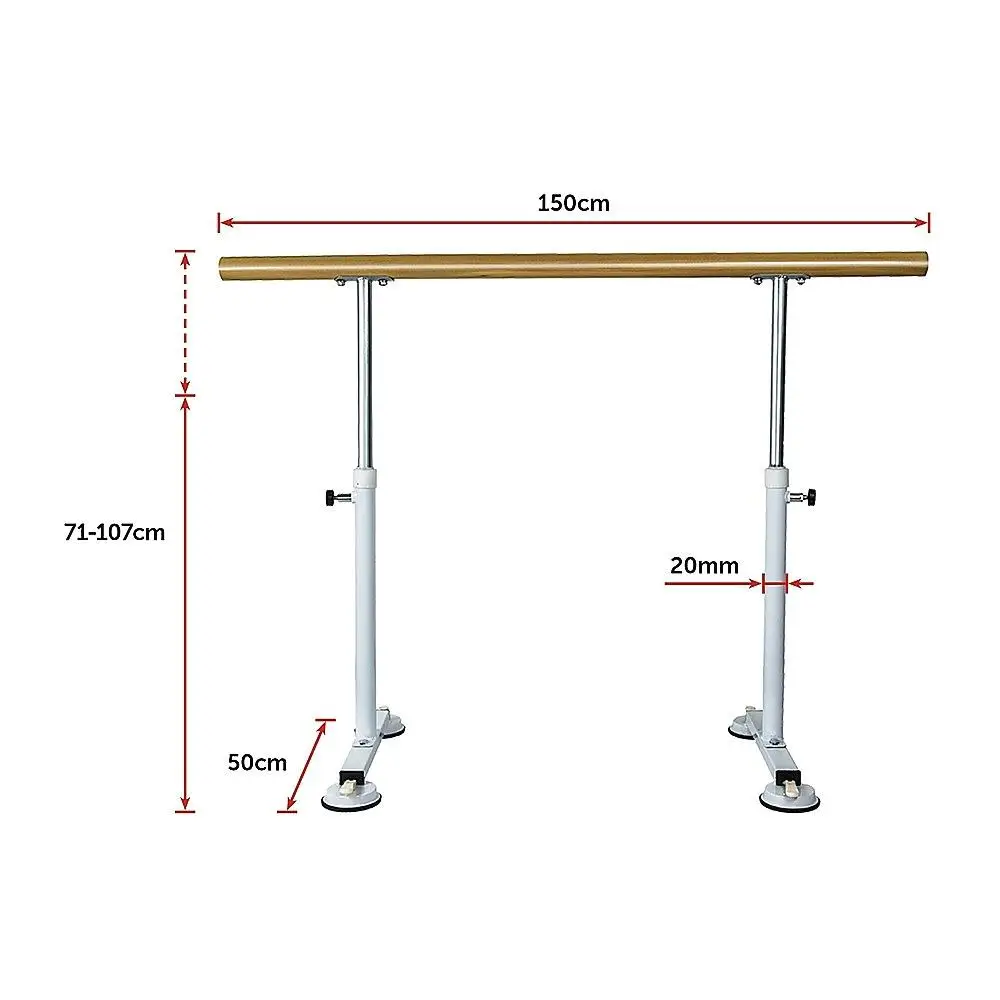 PortableBalletBarreDanceBar150cmFreestandingWoodenStretchBar