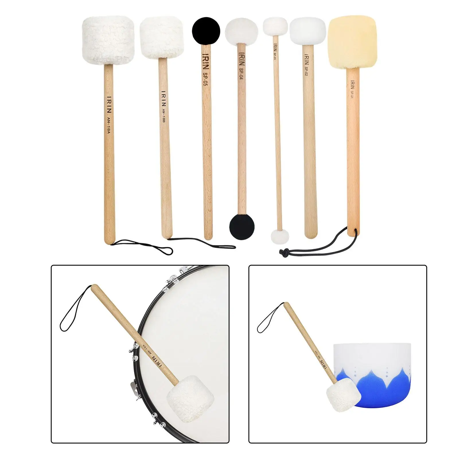 

7x Bowl Singing Mallet, Small Head Bowl Singing Beater, Wood Handle Mallet Stick for Crystal Bowl Singing, Yoga, Mindfulness