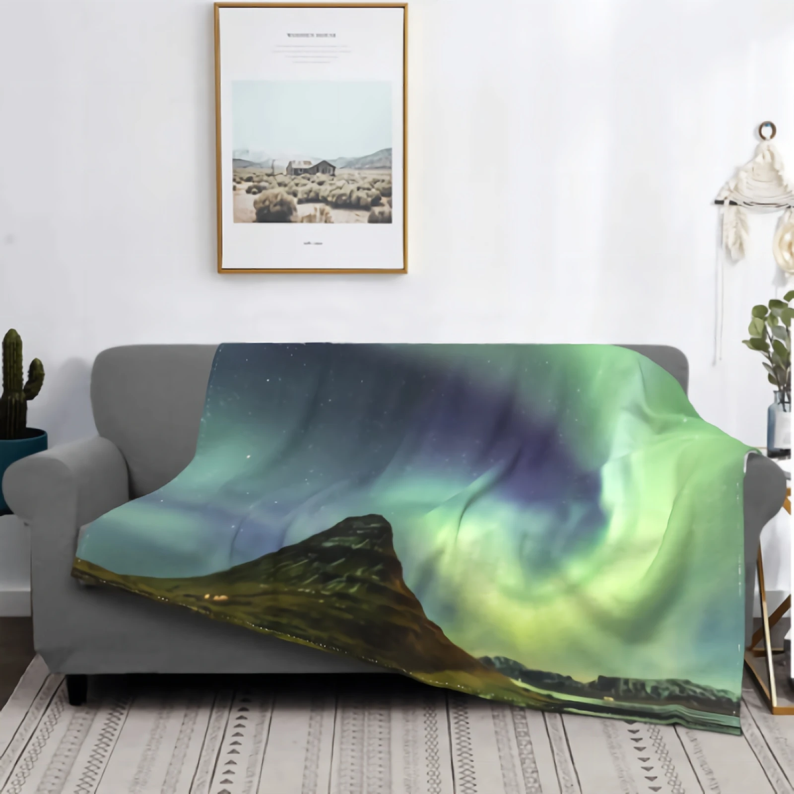 

Amazing Aurora Blanket for Couch Sofa Blanket Super Soft Cozy Plush Microfiber Fluffy Blanket Lightweight Warm Bedspread 80"x60"