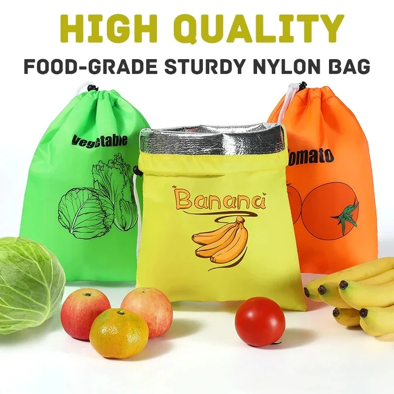 Premium Reusable Insulated Produce Storage Bags - Shockproof, Fresh-Keeping, and Lightweight
