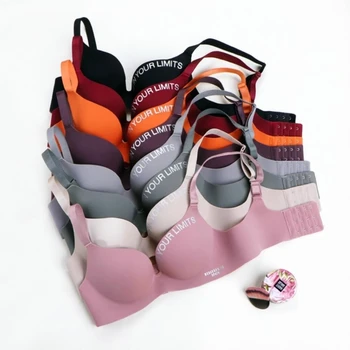 Semplicità Lettere Reggiseno stampato Sexy V profondo Sottile Lingerie da donna Superficie senza coppa Bralette Nessun anelli in acciaio raccogliere Reggiseno