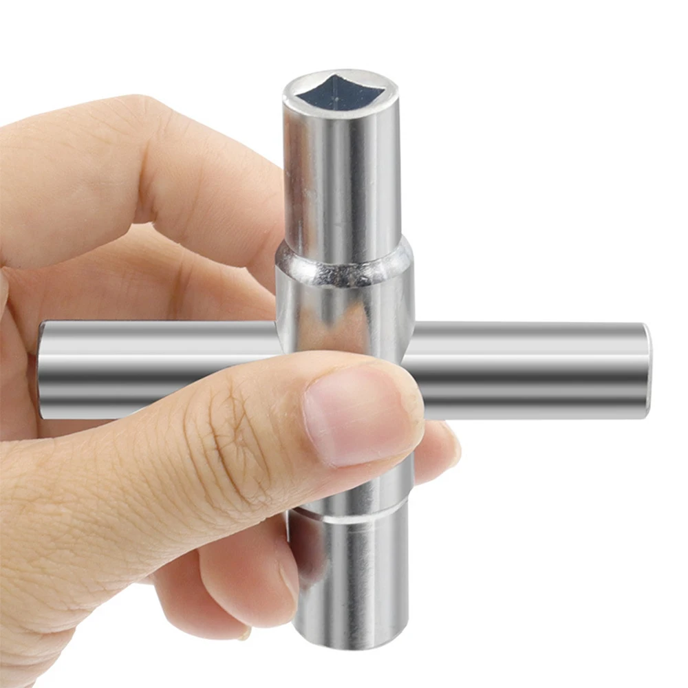 4 In 1 Silver Universal Faucet Wrench Square Cross Wrench Socket Multifunctional Key Repair Wrench Bathroom Faucet Wrench
