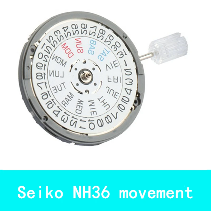 NH36 English Date Week Automatic 3.8 O'clock Crown Watch Movement Mechanical Replacement Parts