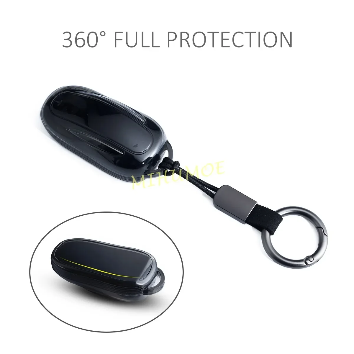 For Tesla Model X-Black Transparent Thin Car Key Fob Case Cover Keychain Holder Accessories key case cover key case keychain holder