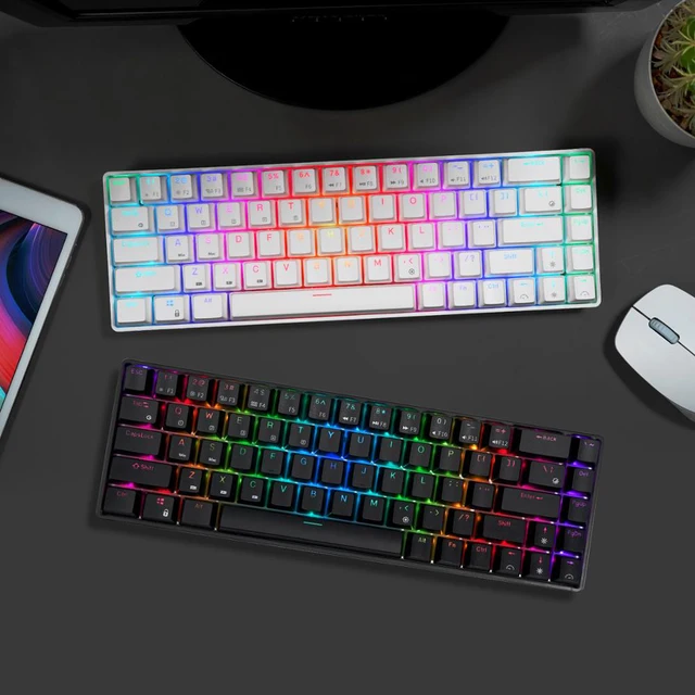 RKG68 RK837 Wireless Mechanical Keyboard 68 Key 65% RGB Backlight Hot Swappable 2.4Ghz Bluetooth USB Wired Gaming Royal Kludge 6
